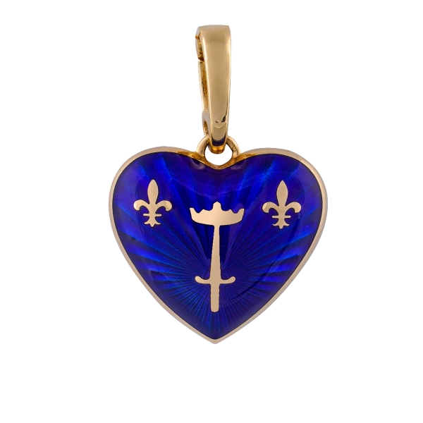 Victor Mayer Mpereur Joan of Arc Jeanne D'Arc Heart pendant guilloche blue gold intaglio