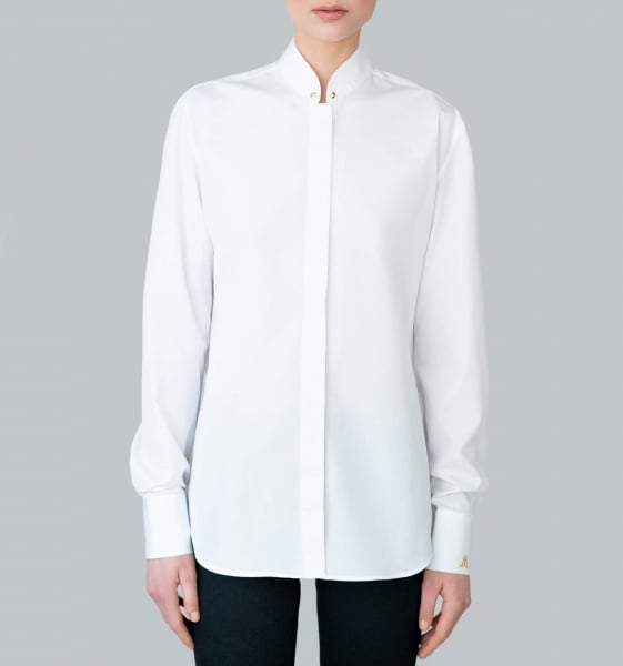 Mpereur ALEX white cotton blouse shirt with dropped shoulder seems and relaxed fit 